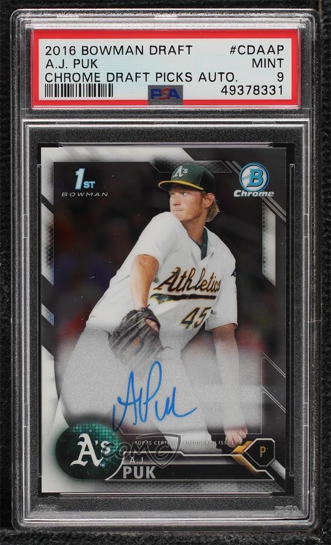 2016 Bowman Draft Chrome Draft Pick Auto AJ Puk #CDA-AP PSA 9 MINT Auto 0d8r