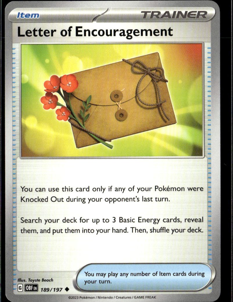 Pokemon Letter of Encouragement 189/197 Obsidian Flames Non Holo 5 Card Lot