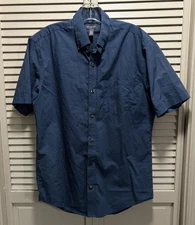 Van Heusen Flex Short Sleeve Button Up Dress Shirt Size Small 14-14.5 Lines