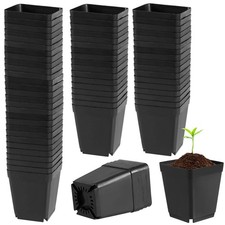 HOIGON 100 Pack 3 Inch Black Square Nursery Pot, Durable Thickened Plastic Nu...