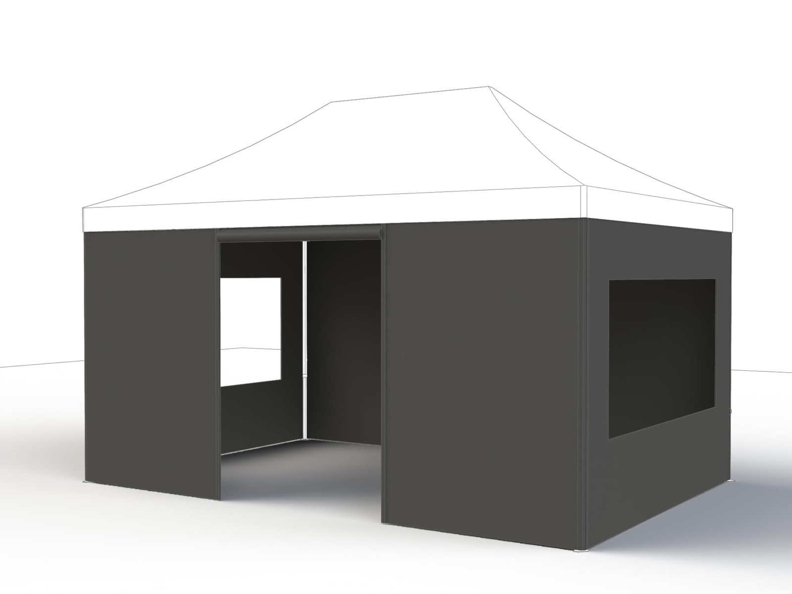 Set di pannelli laterali grigi a gazebo multiuso 3 x 4,5 m, rivestimento (z3o)