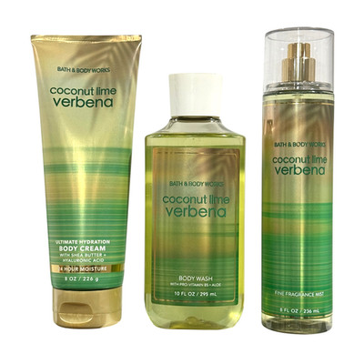 Bath Body Works COCONUT LIME VERBENA Fragrance Mist Body Wash Cream (3-Piece)