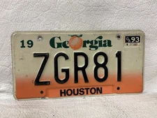 Vintage 1993 Georgia Vanity License Plate ~ ZGR81