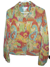 Coldwater Creek Woman's Bright Orange multi Colored Blazer Jacket Size Medium