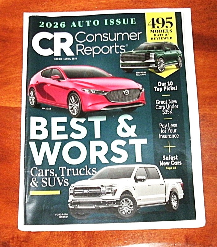 Consumer Reports, 2026 Auto Issue; Best & Worst Vehicles