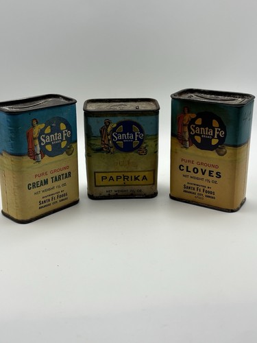 Santa Fe Spice Tins Lot Of 3 Arkansas City Kansas. South Western/Native American