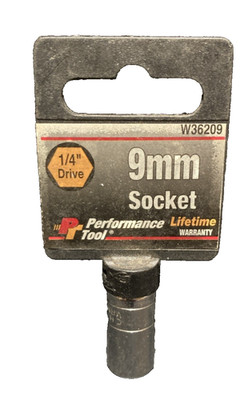 Performance Tool Wilmar W36209  1/4 In. Drive Ratchet 9mm 6 Point Socket