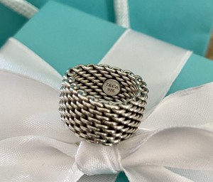 Size 6.5 Tiffany & Co Sterling Silver Somerset Mesh Basket Weave Ring