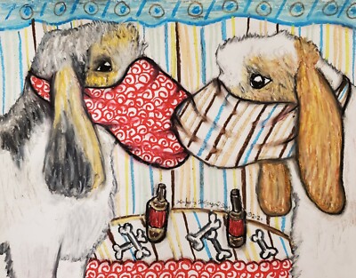 Grand Basset Griffon Vendeen in Mask 13x19 Art Print Collectible Signed by KSams