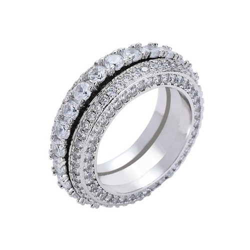 Men Women Cubic Zirconia Micropave Anxiety Ring Spinner Fidget Band Fashion Gift - Picture 3 of 21