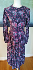 VTG Laura Ashley Size USA 8 Floral Basque Waist Button Tea Dress Made In UK /