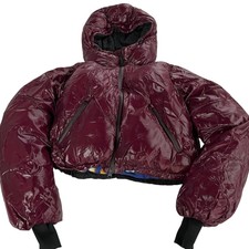Aztech Mountain Coat Womens 40 2-4 Aspen Red Mini Nuke Suit Crop Puff Ski Jacket