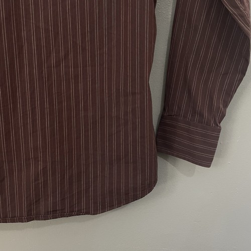 Hugo Boss Dress Shirt Mens 16.5/34-35 Long Sleeve Size Brown Pin Stripe - Picture 10 of 11