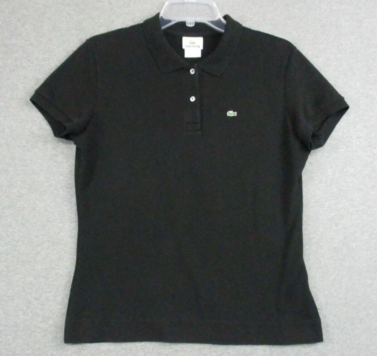 Lacoste Polo Shirt Womens Size 46 Black Short Sleeve Gator Logo