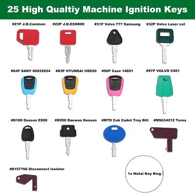 55 Heavy Equipment Keys Master Set Construction Equipment Manufactures Machinery Ignition Key