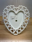 Vintage Westmoreland Glass Plate Heart Open Lace Lattice White Milk Glass 7”