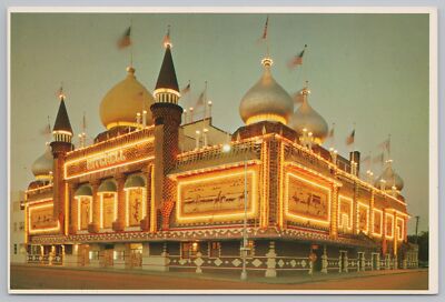 Mitchell South Dakota~Corn Palace @ Night~1962~Continental Postcard