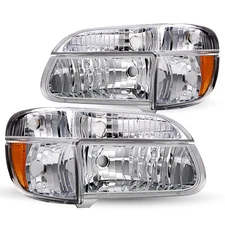 For 95-01 Ford Explorer Chrome Housing Amber Corner Headlight Bumper Headlights