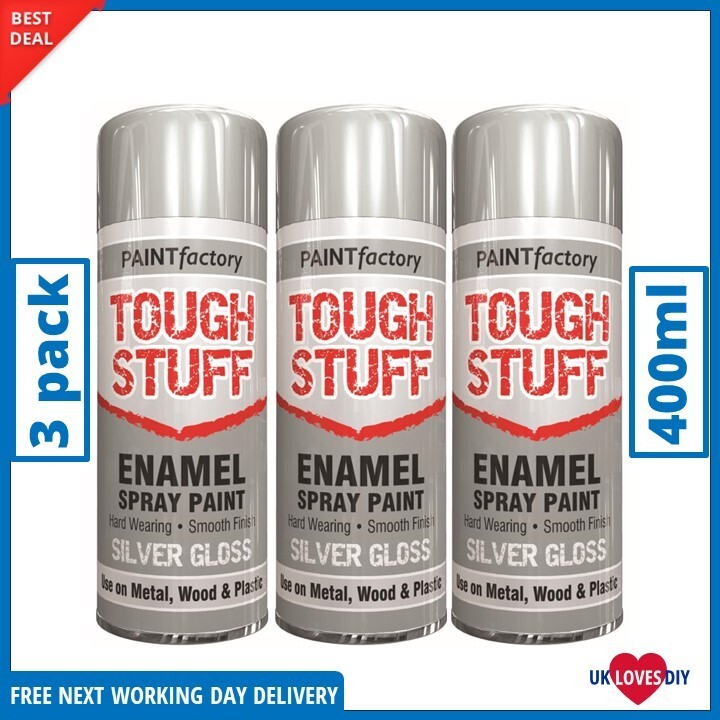 Enamel Effect Silver Gloss Spray Paint Metal Wood Plastic Aerosol Spray 400ml - Image 6