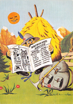 AUSLÄNDISCHE COMIC POSTKARTENZEITUNG GROSSFORMAT UNGELAUFEN SEHR GUT