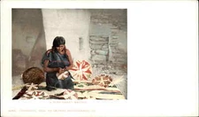 DETROIT PUBLISHING NATIVE AMERICANA Moki Basket Weaver c1900 Postcard