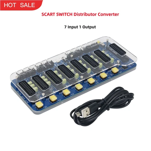 New Automatic/Manual SCART SWITCH Distributor Converter 7 In 1 Out Divider #T7