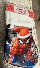 Marvel Christmas Spiderman Mini Silk And Velvet Stocking  6 In Seasonal Cut Tag