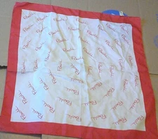 Vintage PAOLI name logo red white polyester Scarf 20"x20", made in Italy
