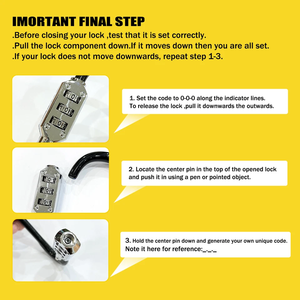 Bike lock Heavy duty ebike lock U lock strong extension chain 4ft Security Cable - Image 3 of 4