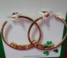 ST. PATRICK'S DAY GOLD HOOP LUCKY EARRINGS HYPOALLERGENIC