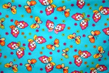 COLORFUL BUTTERFLIES AND FLOWERS ON BLUE FROM TIMELESS - 100 COTTON FABRIC