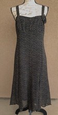 Nine West Silk Sundress, Black with Brown Dots, Size 10 NWT