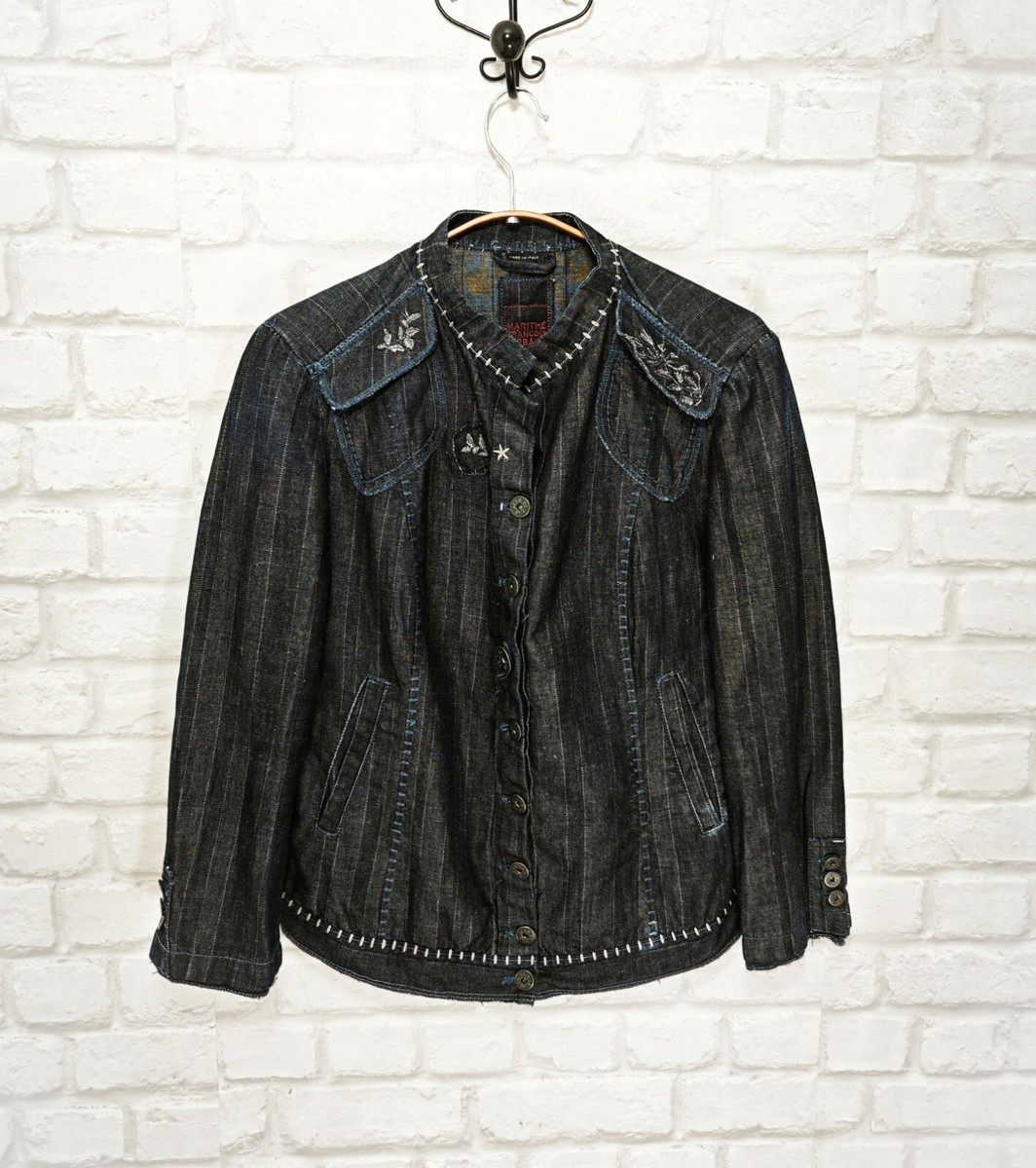 Marithe Francois Girbaud Linen blend Blazer Jacket Emboidered