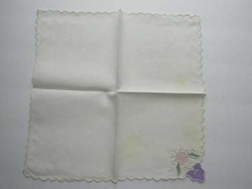 Vintage Napkins Set 6 Applique Flowers White Embroidery 11" Square NK16 - Picture 10 of 12