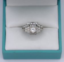 12K-14K White Gold Vintage Art Deco Diamond Ring Size 6