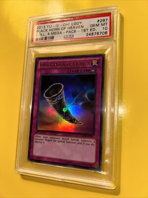 YuGiOh BLACK HORN OF HEAVEN #LCJW-EN297🔥PSA 10 GEM🔥1st EDITION