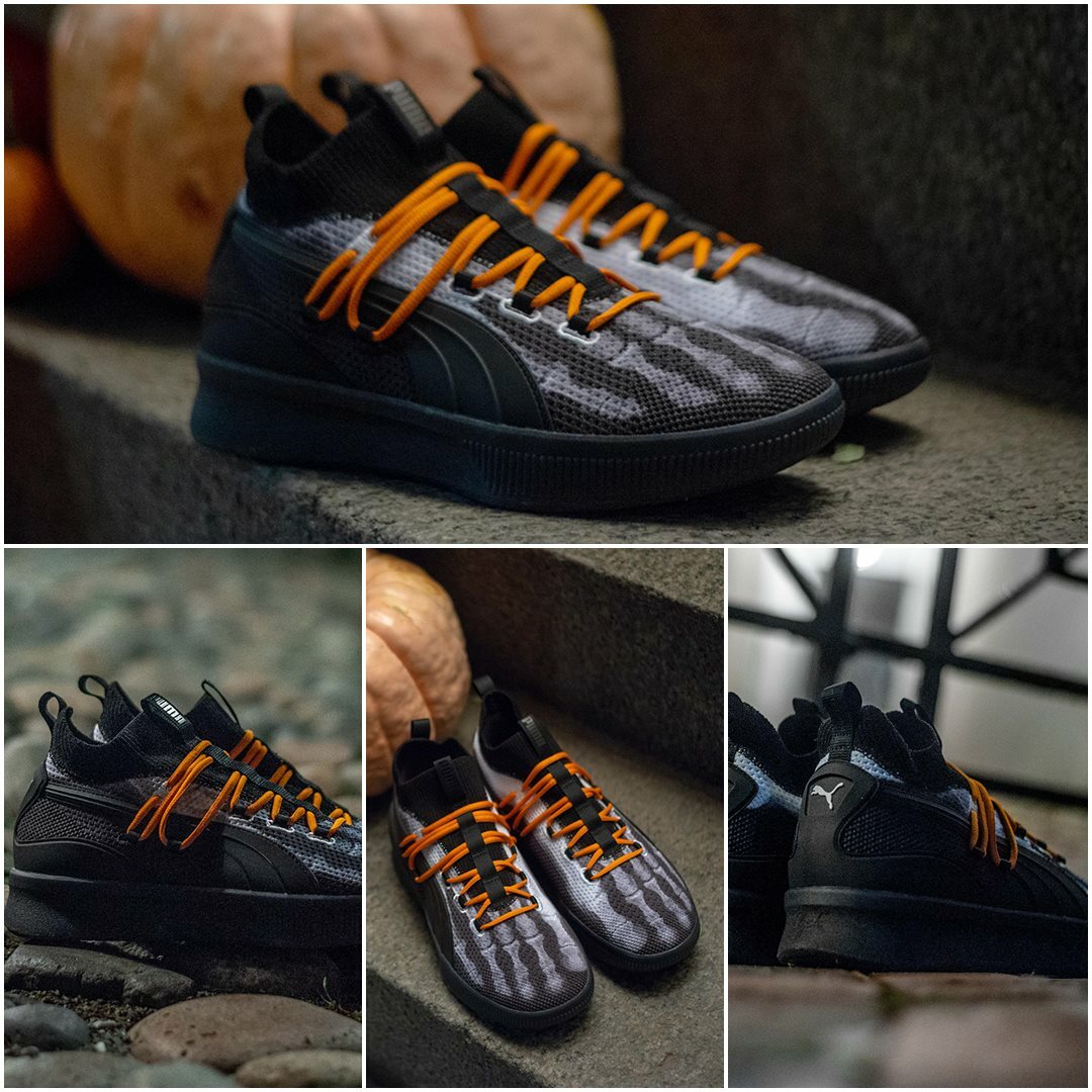 シューズ(男性用) puma atmos clyde court Puma CLYDE COURT X-Ray Skeleton Halloween Black Orange Air