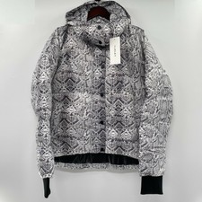 Varley Women's Highland Puffer Jacket L Snakeskin Contrast Smoke Removable Hood