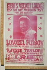 Lowell Fulson Blues Concert Poster Geri's Velvet Lounge San Bernadino
