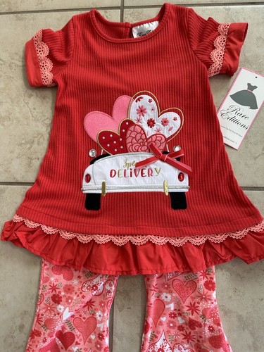Rare Editions Girl SZ 5 NWT Valentine Day Special Delivery 2 Pc Set MSRP $60.00. - Picture 2 of 2