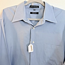 Men's DKNY Button Shirt Long Sleeve Button Front Size XL 17.5 36/37 Blue