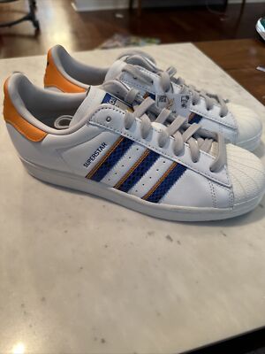Adidas Superstar Men’s Core White Team Orange Rush Snakeskin FZ6476 Size  M