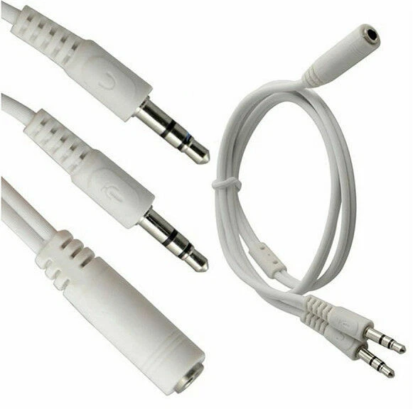 1/8" 3.5mm Aux Audio Cable 3.5mm Female to 2 Male Y Splitter PC Headphone Mic - Image 4 of 4