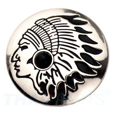 Concho #061 30mm Indianer Kopf Conchos Silber Stein Schwarz