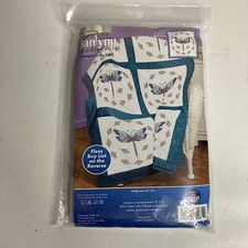 Stamped Cross Stitch Quilt Blocks 18"X18" 6/Pkg-Dragonfly, Pk 1, Janlynn