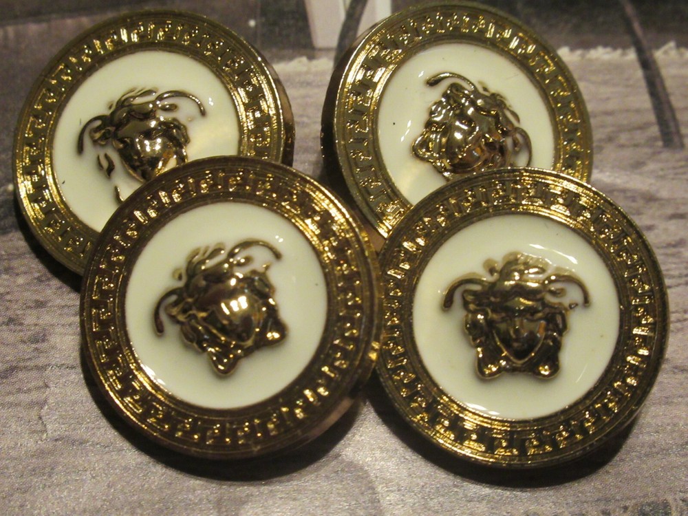 VERSACE  4 buttons  gold tone 22mm WHITE    THIS IS FOR 4