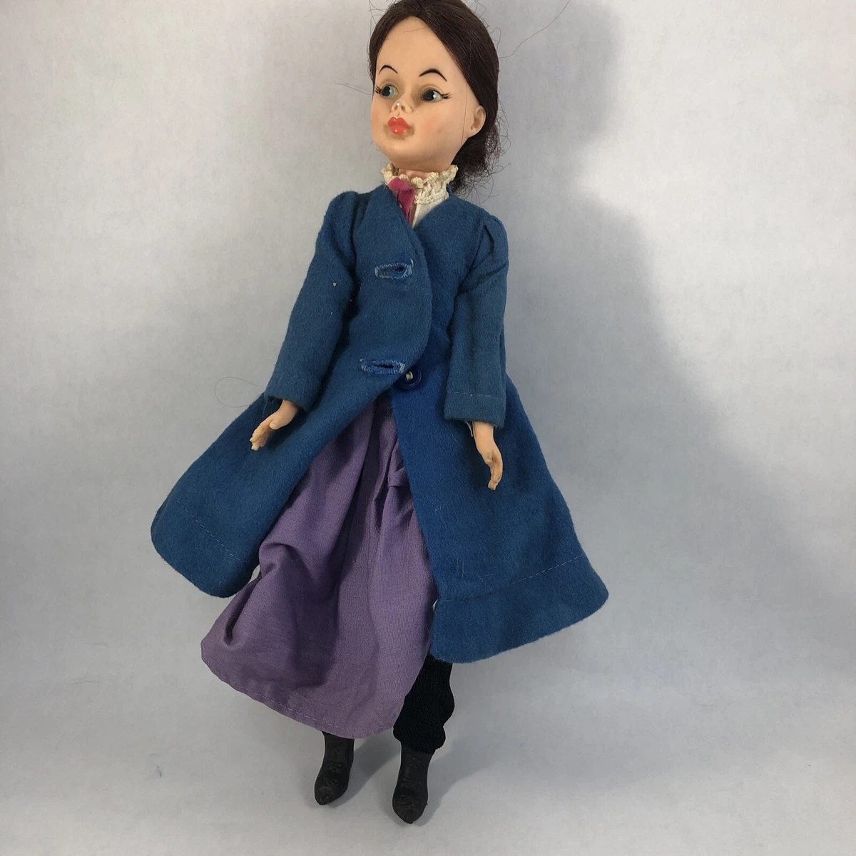 Mary Poppins Doll 12 In. Figure Vintage 1960s Horsman Blue Coat Dress