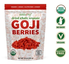 Organic Dried Goji Berries Superfood Raw Vegan Wolfberries by Wholeberry