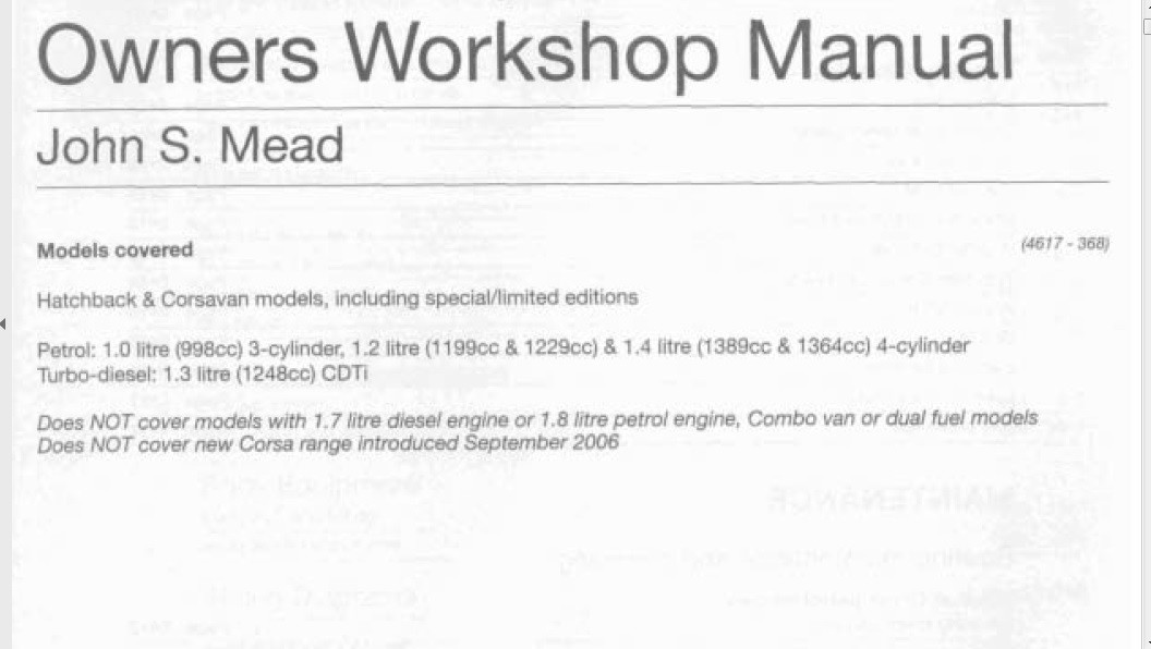 Vauxhall Opel Corsa C Workshop Manual 2003-2006 Year In PDF.