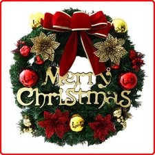 16 20 24" Christmas Ornaments Door Window Hanging Garland Bowknot Flower Wreath